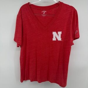 The League Red Nebraska Cornhuskers V-Neck T-Shirt Womens XL